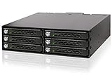 Vollmetall-Konstruktion ICY DOCK ToughArmor MB996SK-6SB - Wechselrahmen für 6X 2,5 Zoll SATA/SAS SSD/HDD in 1x 5,25 Zoll mit Schlössern - Vollmetal