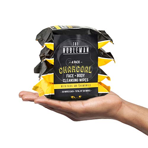 Men's Charcoal Face + Body Cleansing Wipes - 4 Pack (120Ct) #TOP5