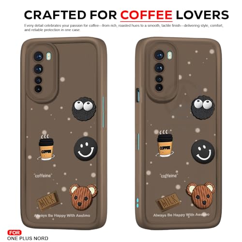 Image of AESTMO Back Case Cover | Cute Fun Cartoon 3D Ball | Coffee Silicone Case | Full Body Protection | Camera Protection Back Cover (Brown, OnePlus Nord)
