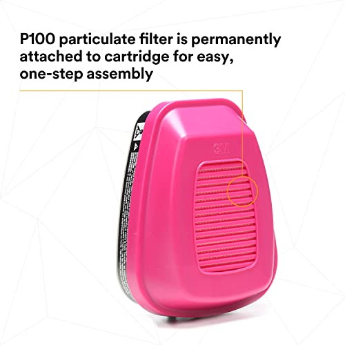 3M P100 Respirator Cartridge/Filter 60921, NIOSH Approved, 1 Pair, OV/P100 | Helps Protect Against Organic Vapors, Asbestos, Silica, and Particulates, Painting, Chemical Clean-up, Maintenance - image 6