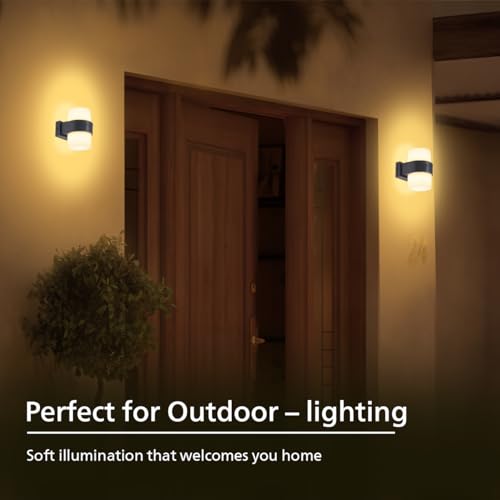 Image of PHILIPS 10W ARIS RD Double LED Wall Light | Up & Down Lighting Fixture | IP65 Waterproof Outdoor Light | Modern Decorative Wall Lamp| Warm White, Pack of 2