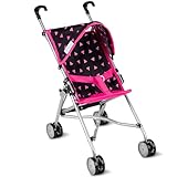 Kinderplay Passeggino Bambole | Passeggino Giocattolo Bambina - Passeggino Bambola Struttura Leggera e Stabile, Altezza Fino al Manico 54 cm, model KP0290R