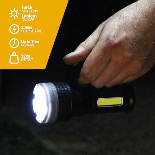 Uni-Com Rechargeable Spotlight with Integrated Lantern – 200 Lumen 3W LED Torch & 3W COB LED Lantern, Multi Light Modes & Included USB-C Charging Cable for Camping, DIY, Home & Emergency Use - Image 5