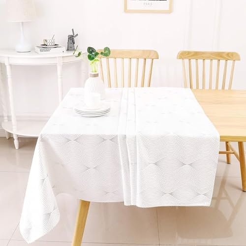 Majestic Giftware Velvet Tablecloths for Rectangle Tables | (60/90) - TC1409 Silver Infinity Print Hem Stitch Dining Table Cover | Decorative Washable Rectangle Tablecloth for Kitchen, Dinning, Party