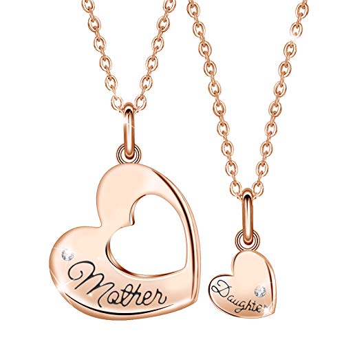 INFUSEU Sterling Silver Mother Daughter Necklaces Small Heart Matching Set for Mothers Day Birthday Gifts, 20