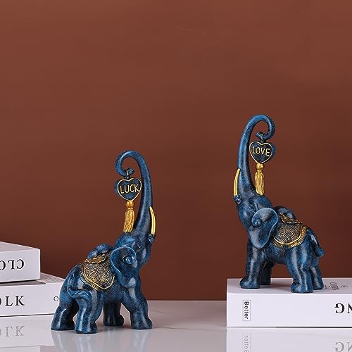 Estatua de Elefantes Azul Juego 2 Piezas Decoración Hogar miniatura 4