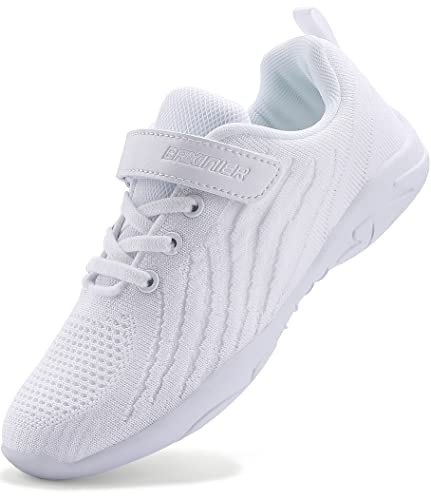 BAXINIER Girls White Cheerleading Shoes Breathable Youth Cheer Competition Sneakers Athletic Training Dance Tennis Walking Shoes - White 2 Little Kid
