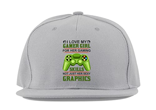 Casquette Gamer Girl en coton respirant grise unisexe : visière plate style baseball sport