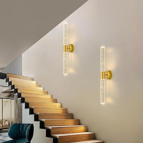 Image of Lamp master Round Acrylic Luxurious LED Wall Light for Mirror, Wash Basin, Bedroom, Hotel Passage, Living Room | Soft & Bright White LED Lighting - 1 Pack (Crystal Bubble wall Light, Pack of 2)