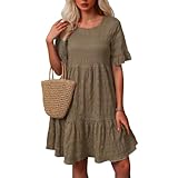 Cette robe est et de ! Robe à pois pour femme avec ourlet à volants, kaki, L