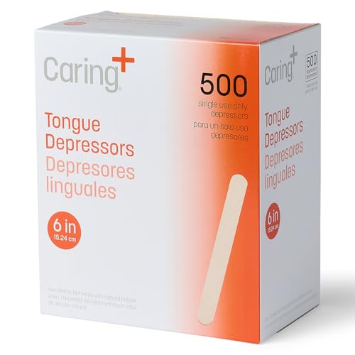 caring wood tongue depressors standard 6 inch length non-sterile high-quality wood unflavored splinter-free versatile for medical beauty arts crafts and more - 500 count box