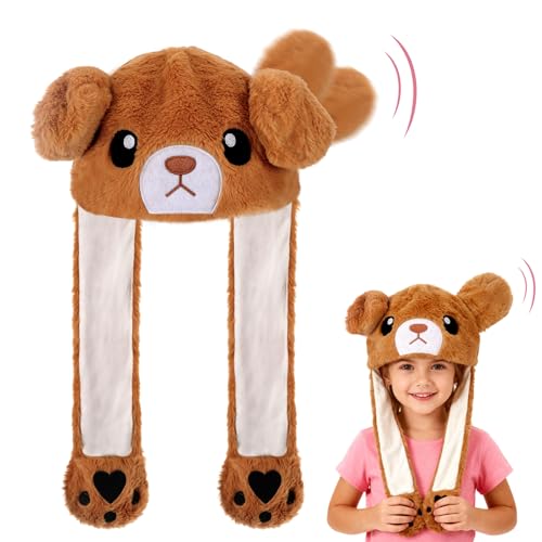 Hifot Animaux Bonnet Oreilles Qui Bougent, Peluche Drôles Bonnet Oreille Qui Bouge, Chapeau Drole Mobiles Bouge pour Enfants et Adultes pour Halloween Noël Carnaval Fêtes d'Anniversaire Cadeau