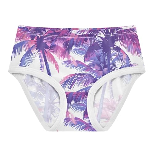 Fun Print Girls Underwear Toddlers 2t Cotton Panties for Girl Retro Purple Pink Palm Tree Kids Briefs Undies