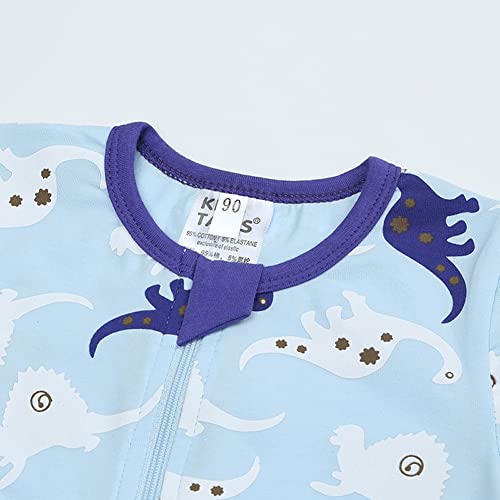 Feidoog Toddler Baby Boys Girls 2-Pack Zipper Jumpsuit Romper Cotton Long Sleeve 2 Way Zipper One Piece Outfits,Dinosaur,18-24M #TOP1