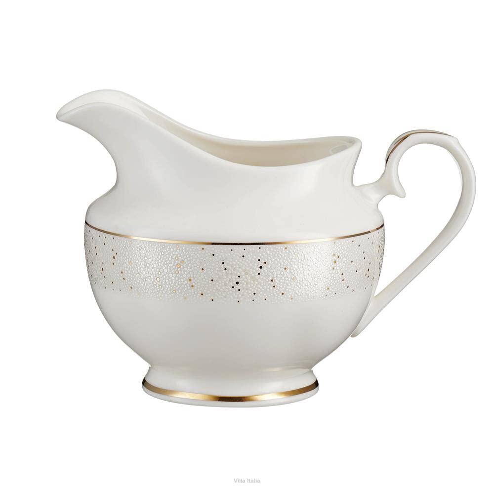 VILLA ITALIA Zestaw filiżanek do kawy Serwis kawowy porcelanowy na 12 osób 39 elementów Filiżanki ze spodkami Talerzyki deserowe Dzbanek do herbaty Cukiernica Mlecznik DIANA DS101