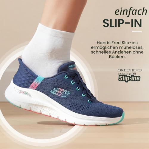 Skechers Damen Arch Fit 2.0 Easy Chic Slip-InTurnschuhe, Navy Mesh/Turquoise Trim, 37.5 EU Large – Ansicht 5