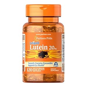 Puritan’s Pride Lutein 20 mg with Zeaxanthin Softgels, Supports Eye Health, 120 Count