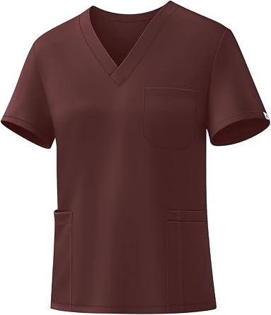 V-Neck Scrub Tops for Women, Stretch 4-Pocket Nurse Uniform | Medical Scrub Top Featuring Soft Stretch Fabric, Breathable Comfort, and Wrinkle Resistance