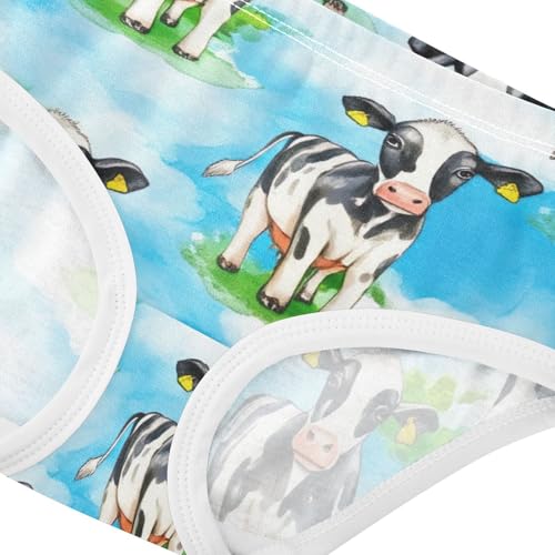 Cute Cows Sky Blue Little Girl Panties Toddler Girls Underwear Cotton Fun Kids Briefs Undies 2t4