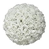 Jiecikou Artificial Flowers Blush Roses 8 Inch Realistic Fake Roses Kissing Ball for DIY Wedding...