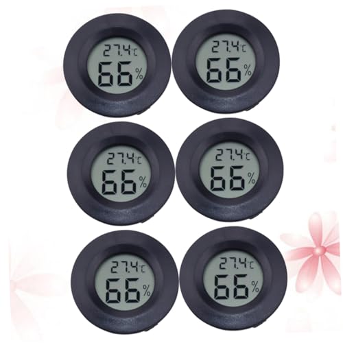 Happyyami 6PC 爬虫類用アクリル埋め込み型電子デジタル温湿計 ブラック 軽量コンパクトで携帯可能 温は摂氏表示対応 ペット飼育やテラリウム