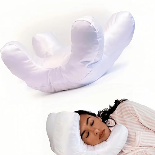 Rzbonaxhe Flawless Face Anti‑Wrinkle Pillow, 4‑Arm Zero‑Pressure Back‑Sleep Trainer, Adjustable Loft Memory Fiber, 22 Momme Satin Cover, Machine‑Washable Beauty Pillow