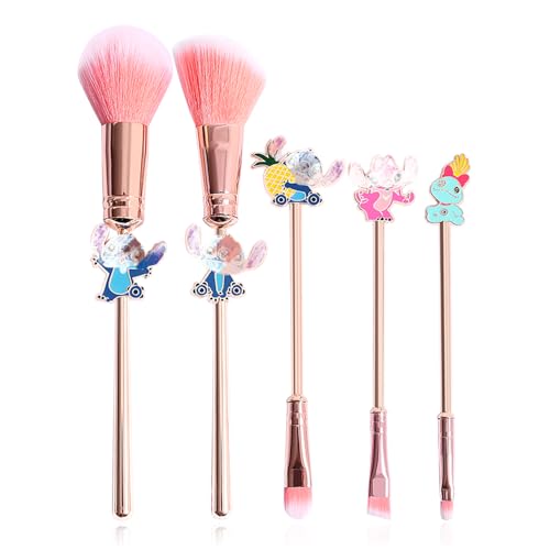 Pink Anime Character-Themed All-in-One Makeup Brush Set – For Eyeshadow, Eyebrows, Eyeliner, Lips & Concealer, Gift for Girls on Birthdays & Holidays
