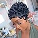 Rofa Beauty Pixie Cut Curly Wigs for Black Women Natural Black Short Layered Pixie Cut Human Hair Wigs With Bangs Full Machine Made No lace front Glueless Wig 1B