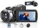 Videokamera Camcorder 4K HD 80MP 30FPS mit IR Nachtsicht, 18X Digitalzoom Webcam Videokameras, 3,0-Zoll 270° Drehung Ausgestattet IPS Screen Vlogging Camera für YouTube mit 2 Akkus, 32GB-SD-Karte