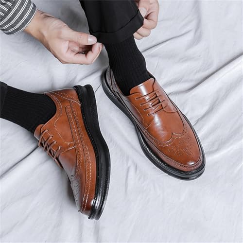 Men's Genuine Leather Wingtip Oxfords Breathable Lace Up Dress Shoes with Anti Slip Rubber Sole Orthopedic Comfort for Business2