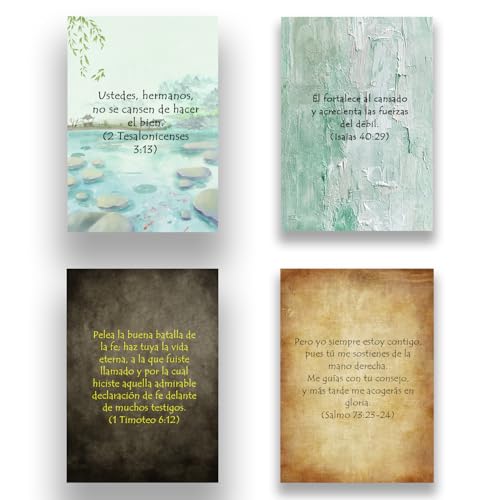 YVZOTCK Conjunto de 4 Posters de Versículos Bíblicos | Sin Marco | A4 (21x29,7 cm) | Póster de Motivación | Decoración de Pared Estilo Clásico