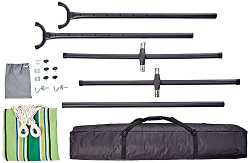 Image of Amazon Basics Double Hammock with 9-Foot Space Saving Steel Stand and Carrying Case, 450 lb Capacity, Vigor Green, 110 inch x 47 inch x 43 inch