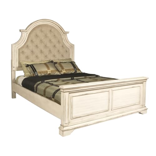 New Classic Furniture Anastasia Solid Wood King Bed, Antique White