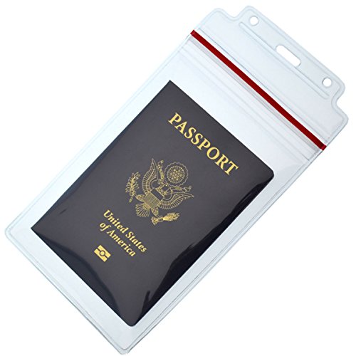 Passport Holders - 2 Pack - Heavy Duty Water And Tear Resistant Resealable Sleeves & Premium Breakaway Lanyard - 4X6 Insert For Vaccination Cards, Cruise, Travel, And Beach Vacation Documents (Black) #TOP7