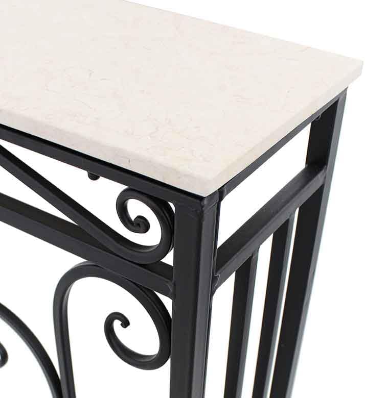 アンティーク風のおしゃれなテーブル、大理石天板✕アイアンの