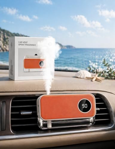 Auto Duft Auto Elektrischer Lufterfrischer Diffusor für Lüftungsschlitz mit 20ml Ozean Parfüm, Ultraschall-Zerstäuber, 3 Sprühmodi, Automatischem Ein- und Ausschalten, Wiederauflad