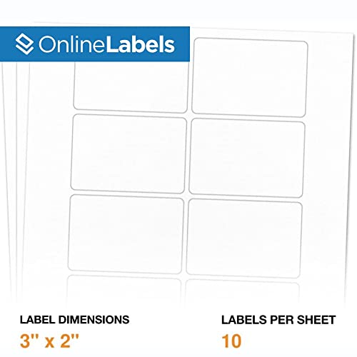 3 X 2 Rectangle Labels - Permanent, White Matte - Wax Melt, Soap, Address Labels - Pack Of 10,000 Labels, 1,000 Sheets - Inkjet/Laser Printers - Online Labels #TOP1