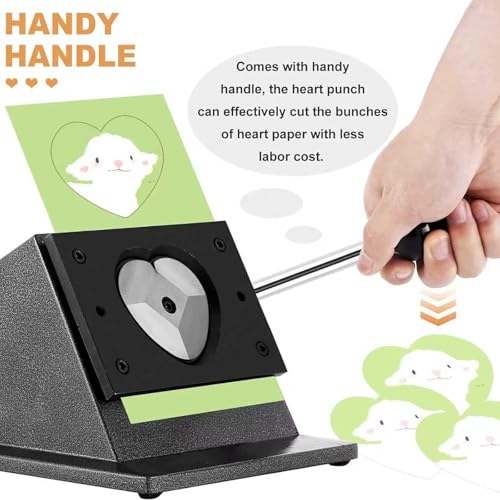 Perforadora de papel en forma de corazón, cortador manual resistente para manualidades, insignias, imanes de nevera, llaveros, 57 mm x 53 mm