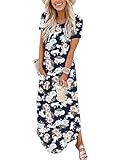 ANRABESS Women's Summer Casual Loose Short Sleeve Long T Shirt Dress Split Maxi Beach Sundress Travel Vacation Outfits Floral Print XX-Large