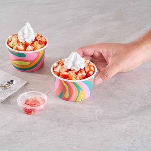 Image of Coppetta 8 Ounce Dessert Cups, 200 Greaseproof Ice Cream Cups - Lids Sold Separately, For Hot And Cold Foods, Psychedelic Sunrise Paper Yogurt Bowls, Disposable, Sturdy - Restaurantware