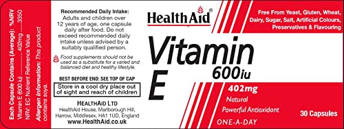 HealthAid Vitamin E 600iu - 30 Capsules - Image 3