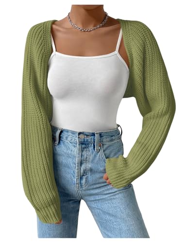Image of Verdusa Women's Y2k Cropped Cardigan Sweaters Lightweight Knit Open Front Bolero Shrugs Spring Fall Outfits