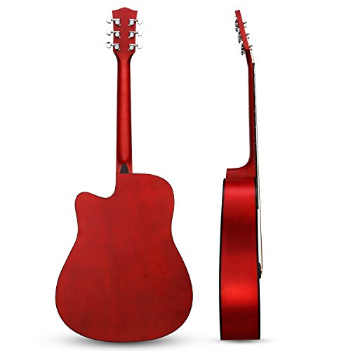 Image of Acoustic Guitar 41 inch Full Size Cutaway Steel String Folk Guitar for Beginners, Adults with Gig Bag, Extra Strings and Polishing Cloth GU-2 (Cutaway)