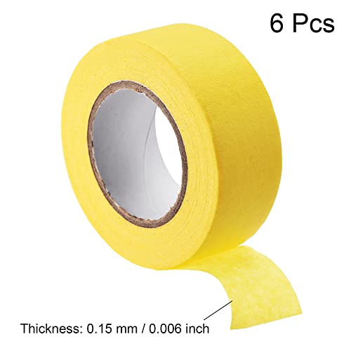 Image of uxcell 6Pcs 25mm 1 inch Wide 20m 21 Yards Masking Tape Painters Tape Rolls Yellow