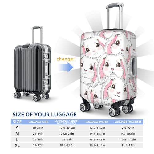 Cute Rabbit Luggage Cover, Protective Washable Suitcase Cover - Travel High Elastic Fibers Suitcase Protector Fits X-Large3