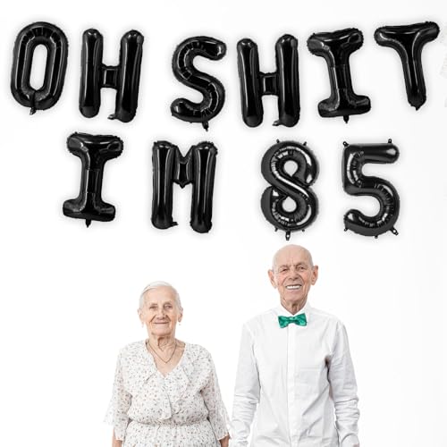 Image of Oh I'm 85! Latex Balloons 16 Inch Black Hallo Eighty Five Cheers to 85 Years Old Theme Decor for Man Woman Happy 85th Birthday Party Photo Studio Prop Flag Decorations Favors Supplies