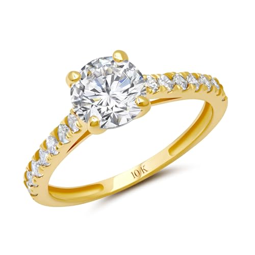MAX + STONE 1.2 Carat Cubic Zirconia Engagement or Anniversary Eternity Ring for Women in 10k White or Yellow Gold (1.2 ct.tw) Size 4.5 to 9
