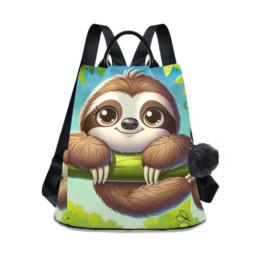Mochila de mujer antirrobo casual perezoso con pompón para diario