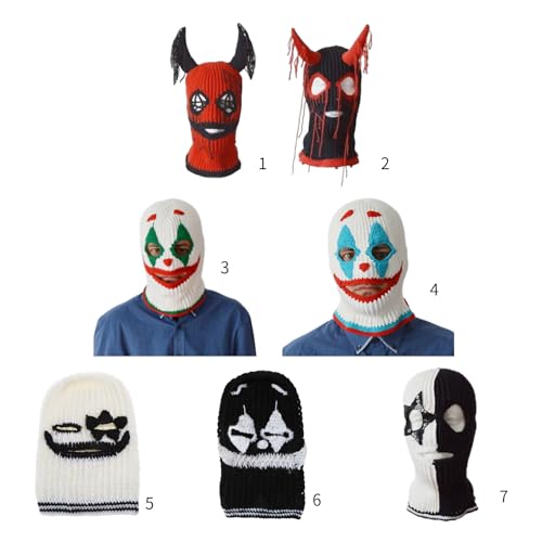 Pasamontañas de Halloween espeluznante novedad de punto gorro con capucha de invierno 5