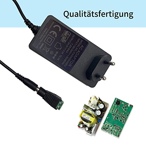 GIDEALED 24V 3A Netzteil Adapter, DC24V Netzteil 3000mA 72W AC zu DC Konverter Transformator 100~240V Eingang mit 5.5 x 2.1mm Ausgang EU Stecker für 24V LED Streifen LED Treiber
